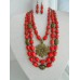 Necklace Dukati and earrings of real coral with decoration